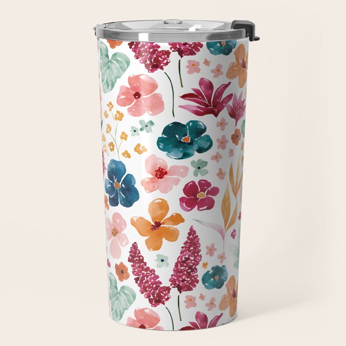 Colorful Tropical Jungle Watercolor Botanical Floral Travel Mug Gallery Image 2