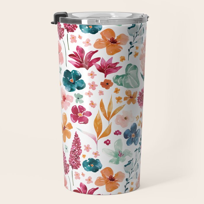 Colorful Tropical Jungle Watercolor Botanical Floral Travel Mug Gallery Image 3
