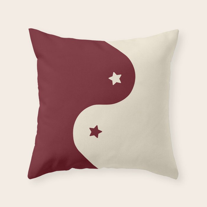 Smoke Cherry Yin Yang Stars Throw Pillow Gallery Image 6