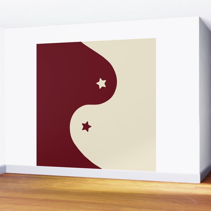 Smoke Cherry Yin Yang Stars Wall Mural Gallery Image 2