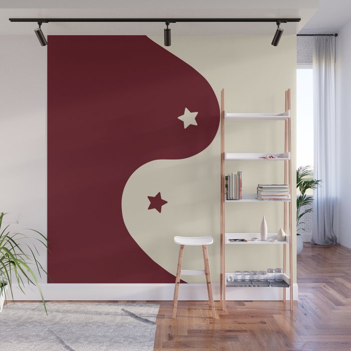 Smoke Cherry Yin Yang Stars Wall Mural Gallery Image 1