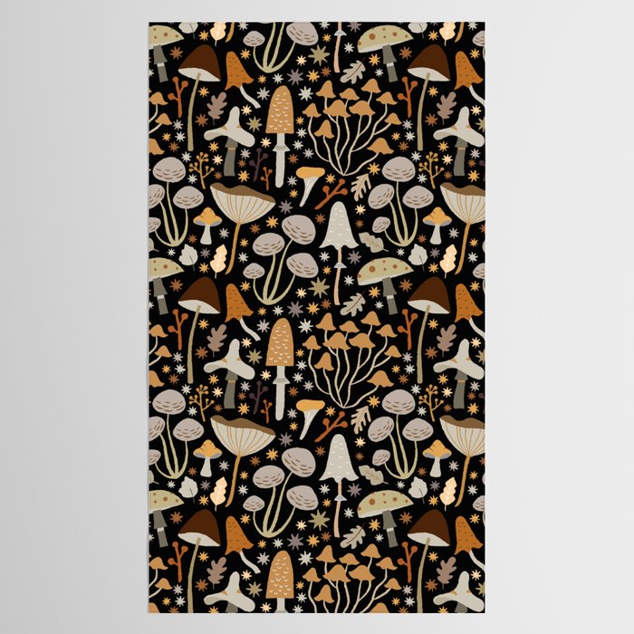 Forest Floor, Mushroom Art on Black Tablecloth Gallery Image 2