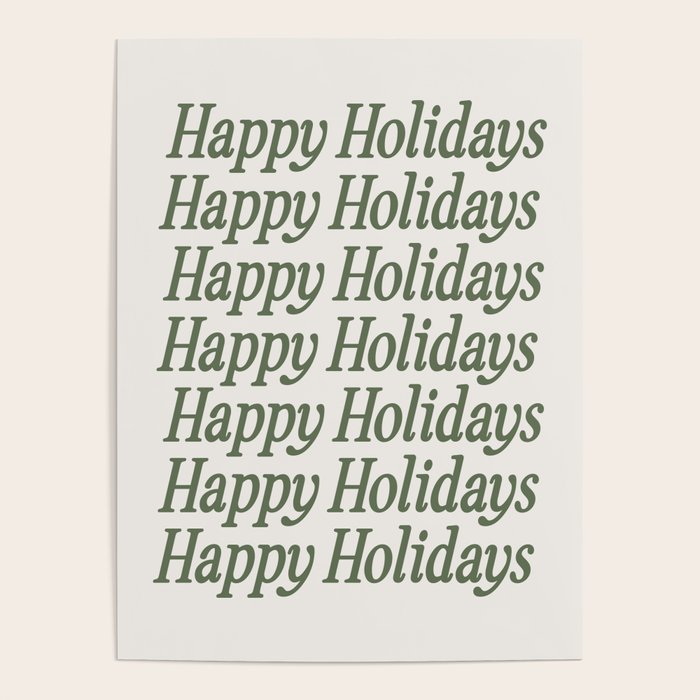 Happy Holidays Muted Green On Cream Poster Gallery Image 4