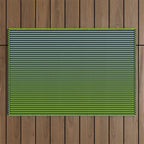 Ultra Fine Stripe Narrow Vertical Pinstripe Pattern in Lime Green and Navy Blue Outdoor Rug Gallery Image 1