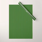 Ultra Fine Stripe Narrow Vertical Pinstripe Pattern in Lime Green and Navy Blue Wrapping Paper Gallery Image 1