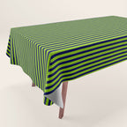 Ultra Fine Stripe Narrow Vertical Pinstripe Pattern in Lime Green and Navy Blue Tablecloth Gallery Image 1