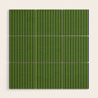 Ultra Fine Stripe Narrow Vertical Pinstripe Pattern in Lime Green and Navy Blue Wood Wall Art Gallery Image 1