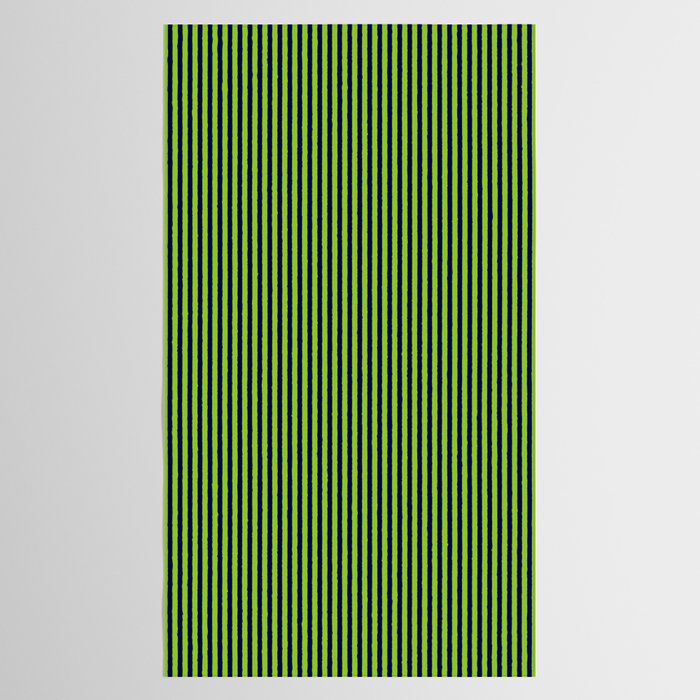 Ultra Fine Stripe Narrow Vertical Pinstripe Pattern in Lime Green and Navy Blue Tablecloth Gallery Image 2