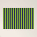 Ultra Fine Stripe Narrow Vertical Pinstripe Pattern in Lime Green and Navy Blue Welcome Mat Gallery Image 1