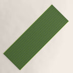 Ultra Fine Stripe Narrow Vertical Pinstripe Pattern in Lime Green and Navy Blue Yoga Mat Gallery Image 1