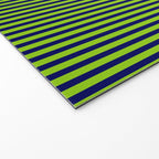 Ultra Fine Stripe Narrow Vertical Pinstripe Pattern in Lime Green and Navy Blue Welcome Mat Gallery Image 2