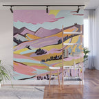 Delicious Landscape, Nature Mountains Valley Purple, Violet Lavender Adventure Outdoors Painting, Bohemian Eclectic Romantic Hills Wall Mural Gallery Image 1
