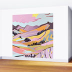 Delicious Landscape, Nature Mountains Valley Purple, Violet Lavender Adventure Outdoors Painting, Bohemian Eclectic Romantic Hills Wall Mural Gallery Image 2