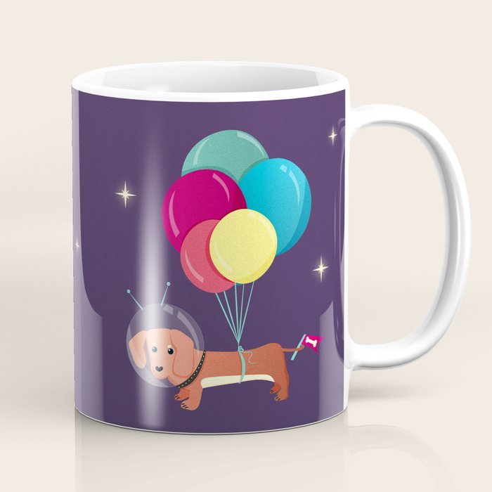 Galaxy Dog with balloons Coffee Mug Gallery Image 1