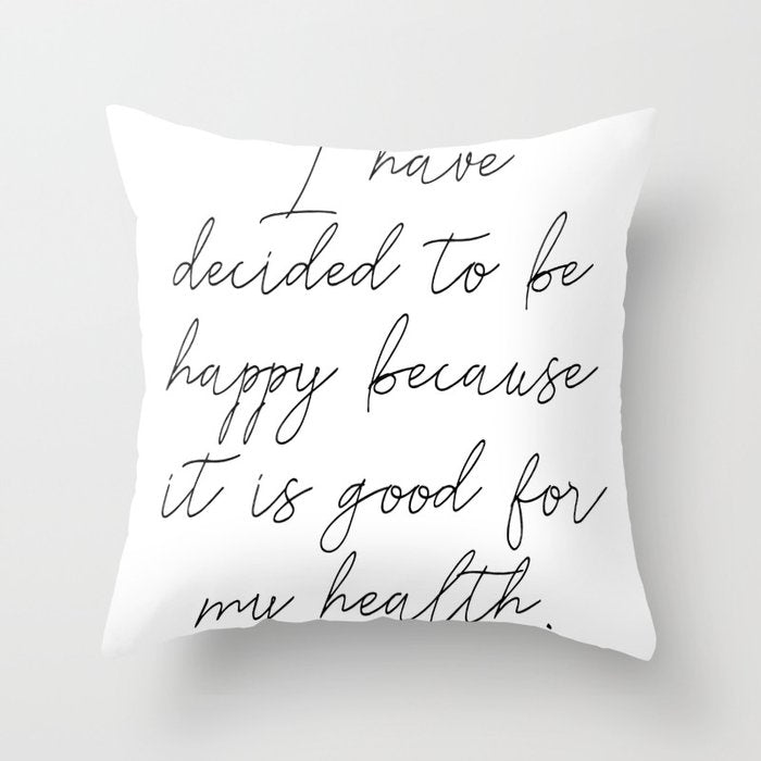 Happy Quote (Voltaire) Throw Pillow Gallery Image 6