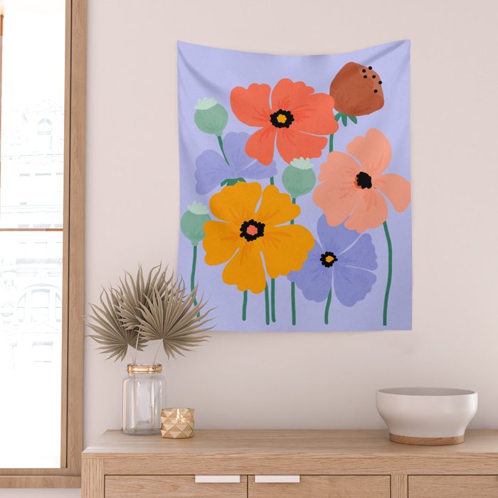 Wild Poppies Wall Tapestry Gallery Image 2