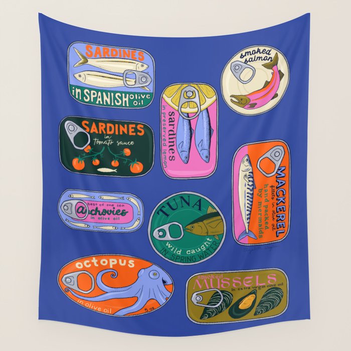 Sardines and Other Tinned Fish Wall Tapestry Gallery Image 1
