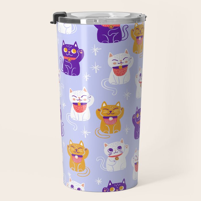Lucky Waving Kitty Cat Maneki Neko Travel Mug Gallery Image 3