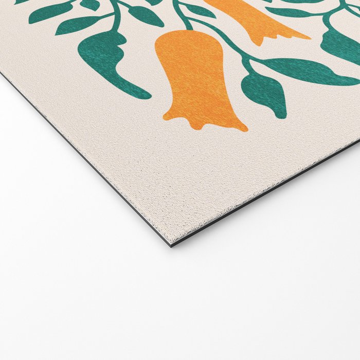 Tangerine & Pine: Matisse Flowers & Leaves Welcome Mat Gallery Image 2