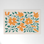 Tangerine & Pine: Matisse Flowers & Leaves Welcome Mat Gallery Image 1