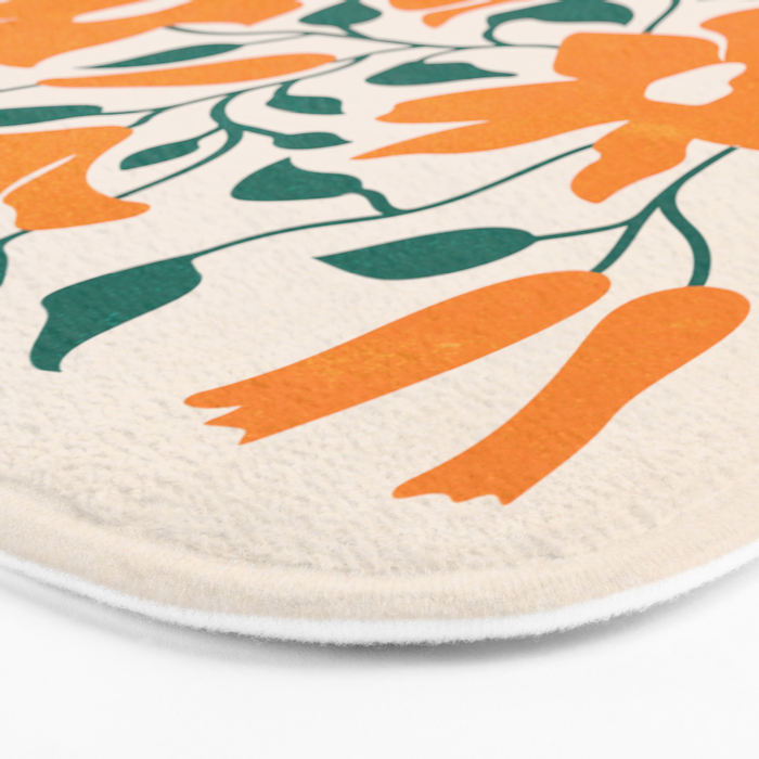 Tangerine & Pine: Matisse Flowers & Leaves Bath Mat Gallery Image 3