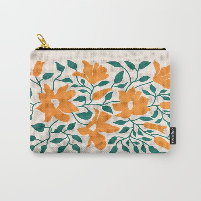 Tangerine & Pine: Matisse Flowers & Leaves Carry All Pouch Gallery Image 1