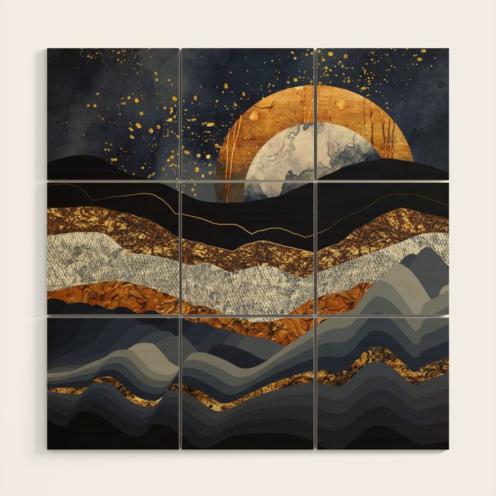 Metallic Mountains Wood Wall Art Gallery Image 1