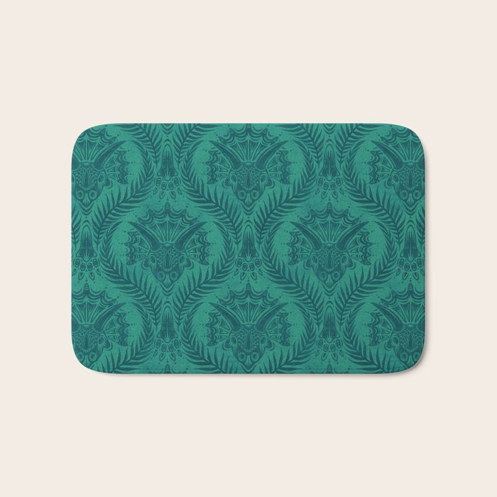 Triceratops Damask - Teal Bath Mat Gallery Image 1