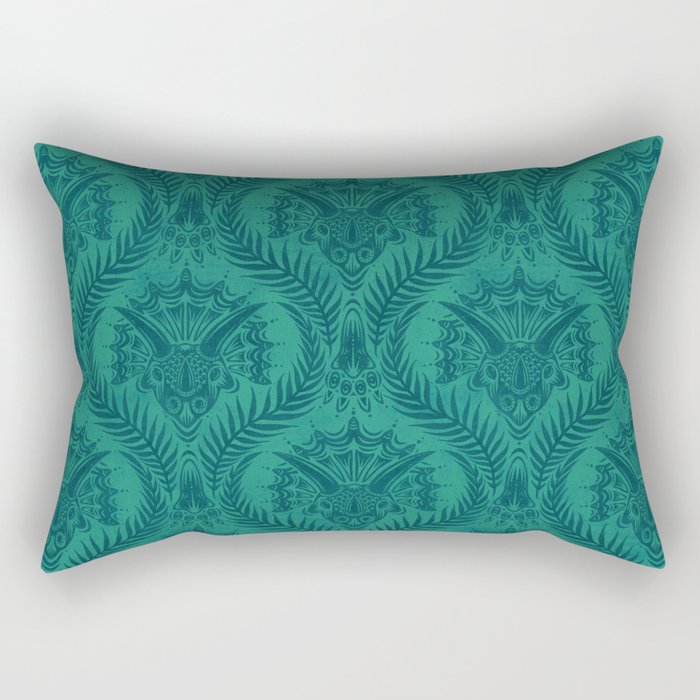 Triceratops Damask - Teal Rectangular Pillow Gallery Image 1