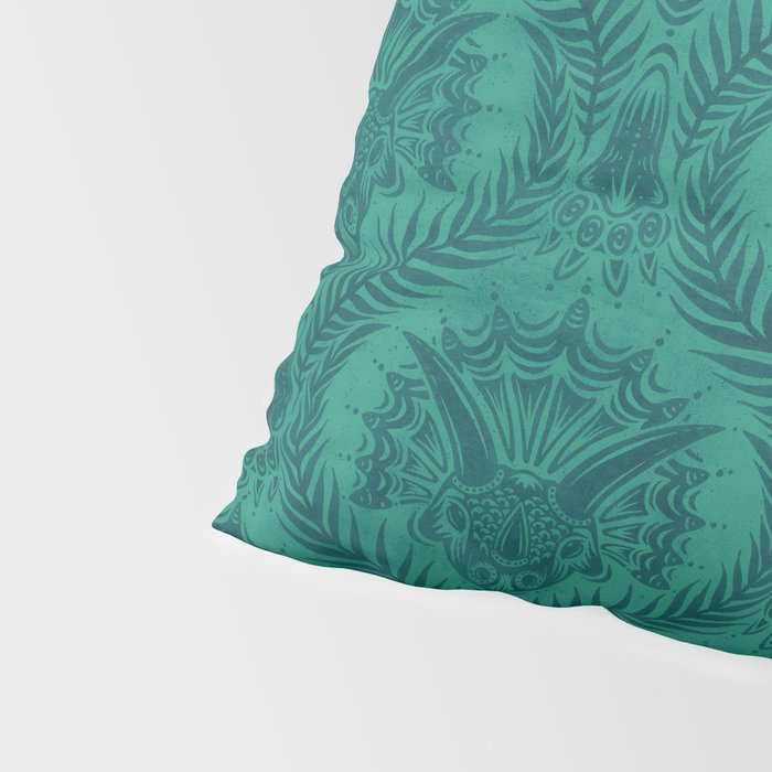 Triceratops Damask - Teal Pillow Sham Gallery Image 4