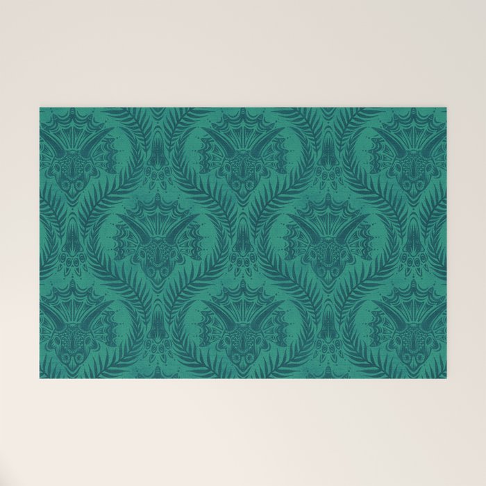 Triceratops Damask - Teal Welcome Mat Gallery Image 1