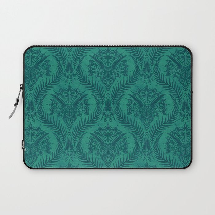 Triceratops Damask - Teal Laptop Sleeve Gallery Image 1