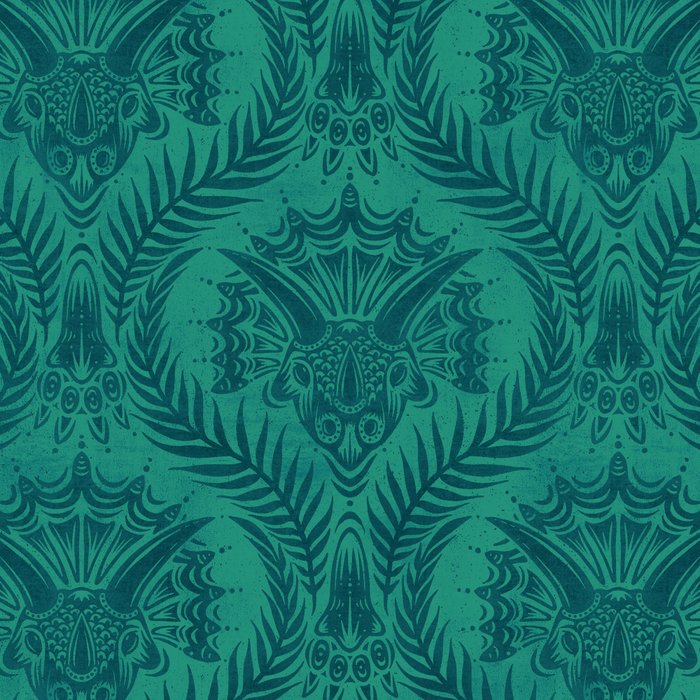 Triceratops Damask - Teal Coffee Mug Gallery Image 2