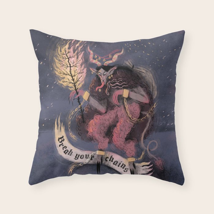 Krampus â Break your Chains! Throw Pillow Gallery Image 6