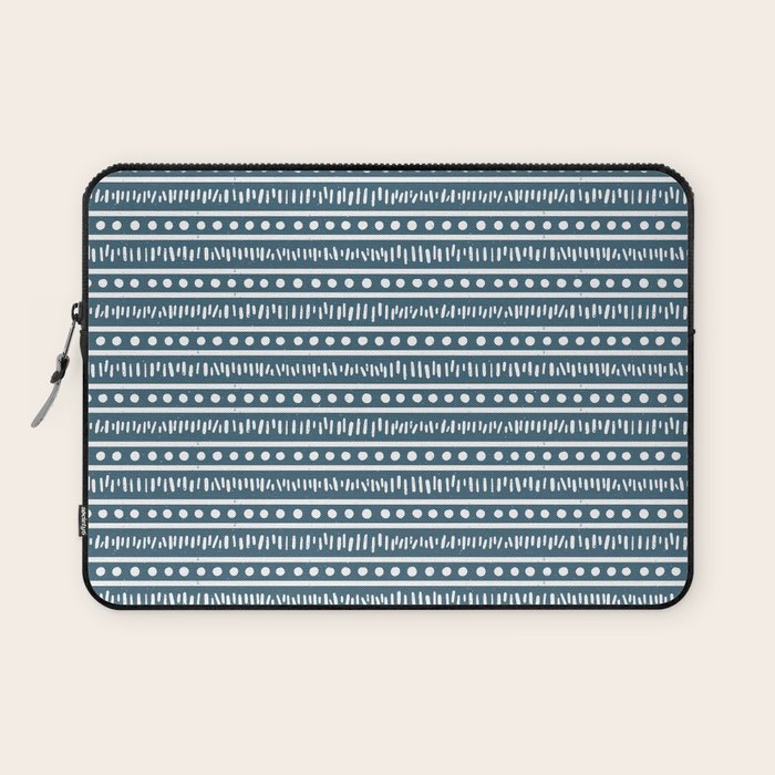 Modern Boho Mudcloth . Ocean Blue Laptop Sleeve Gallery Image 1