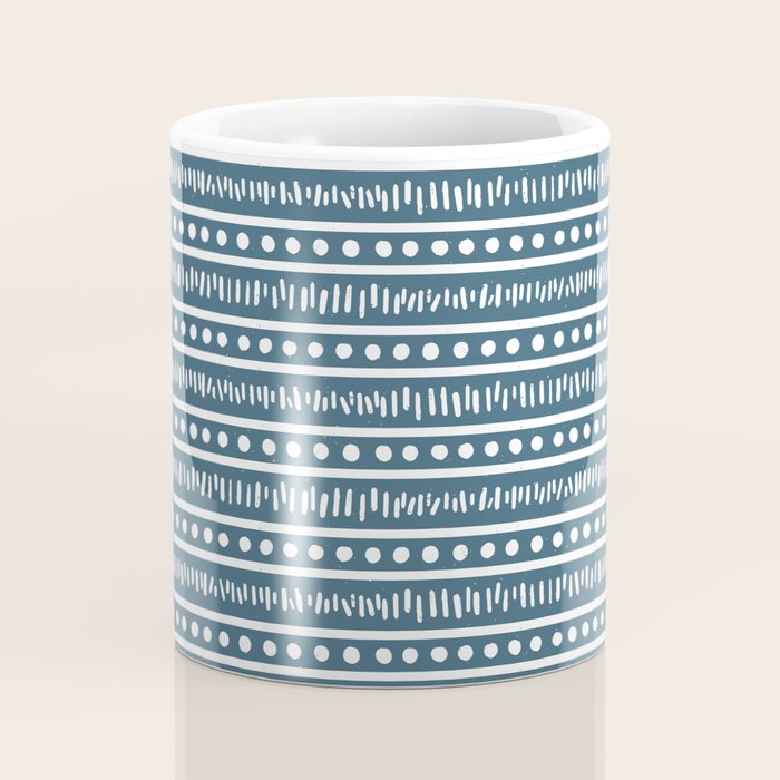 Modern Boho Mudcloth . Ocean Blue Coffee Mug Gallery Image 4