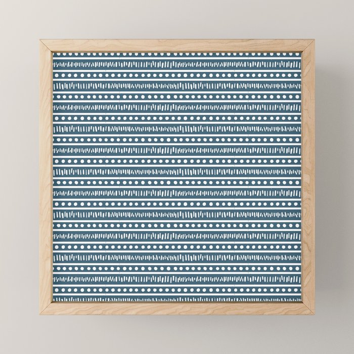 Modern Boho Mudcloth . Ocean Blue Mini Art Print Gallery Image 1