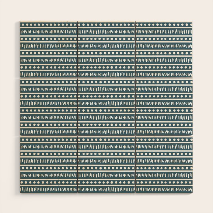 Modern Boho Mudcloth . Ocean Blue Wood Wall Art Gallery Image 1