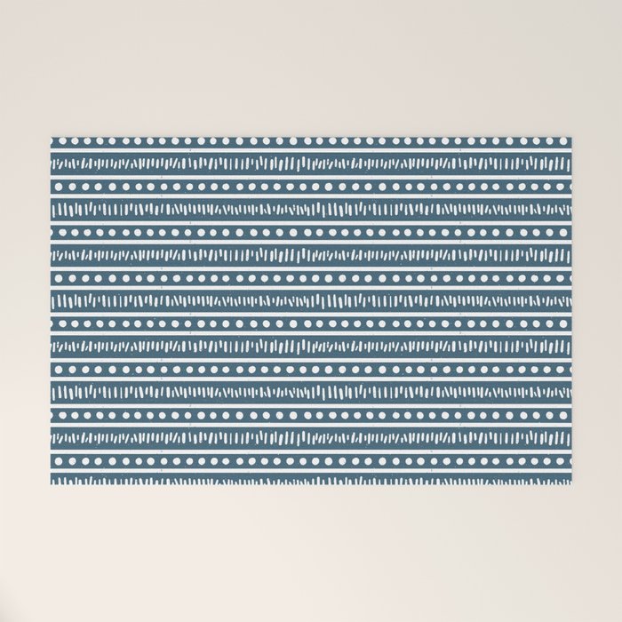 Modern Boho Mudcloth . Ocean Blue Welcome Mat Gallery Image 1