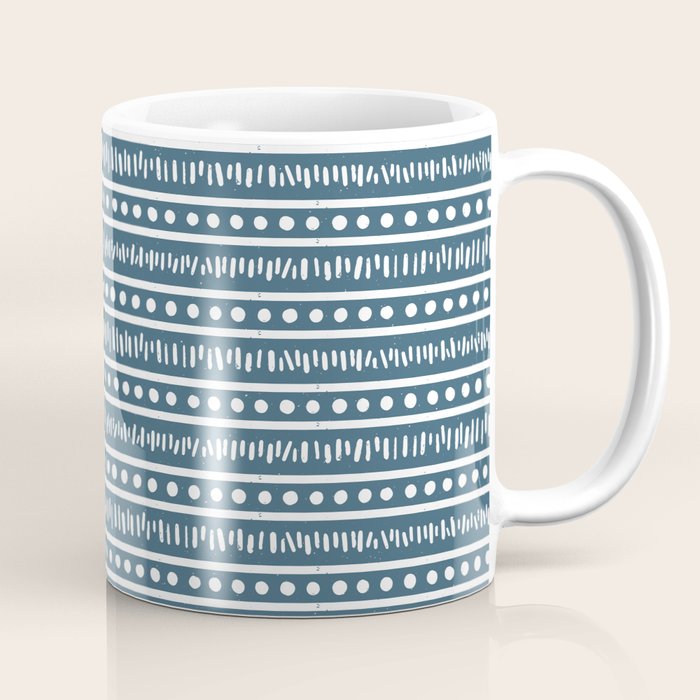 Modern Boho Mudcloth . Ocean Blue Coffee Mug Gallery Image 1