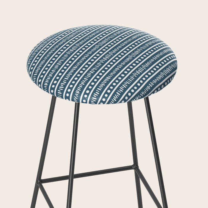 Modern Boho Mudcloth . Ocean Blue Stool Gallery Image 2