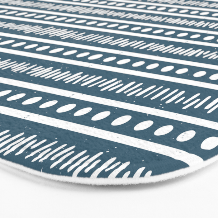 Modern Boho Mudcloth . Ocean Blue Bath Mat Gallery Image 3