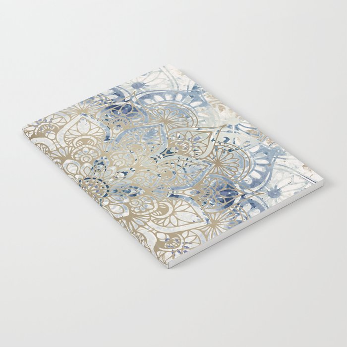 Yoga, Mandala, Blue and Gold Notebook Gallery Image 2