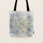 Yoga, Mandala, Blue and Gold Tote Bag Gallery Image 1