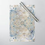 Yoga, Mandala, Blue and Gold Wrapping Paper Gallery Image 1
