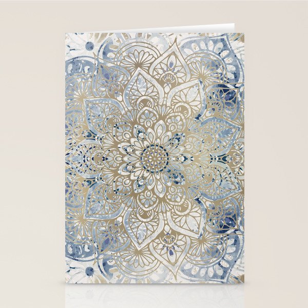 Yoga, Mandala, Blue and Gold Stationery Card Gallery Image 2