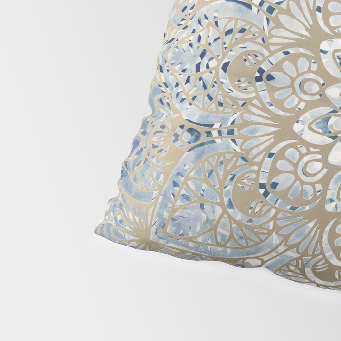 Yoga, Mandala, Blue and Gold Pillow Sham Gallery Image 4