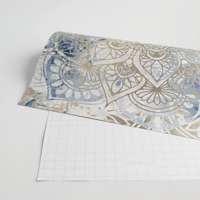 Yoga, Mandala, Blue and Gold Wrapping Paper Gallery Image 2