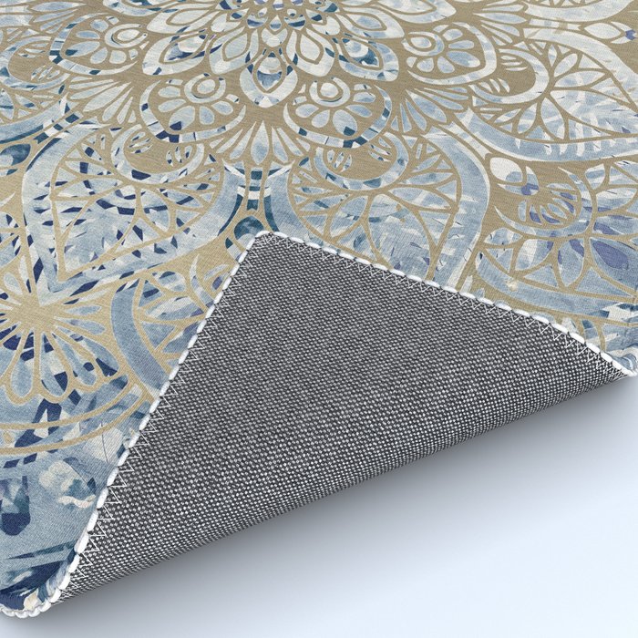 Yoga, Mandala, Blue and Gold Rug Gallery Image 4