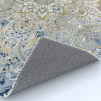 Yoga, Mandala, Blue and Gold Rug Gallery Image 4
